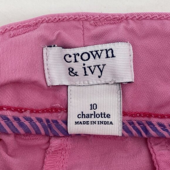 Crown & Ivy Size 10 Pink Charolette Chino Pants Casual Preppy - Picture 3 of 9